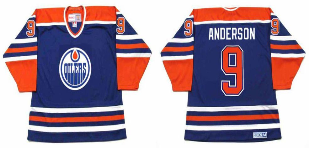 2019 Men Edmonton Oilers #9 Anderson Blue CCM NHL jerseys